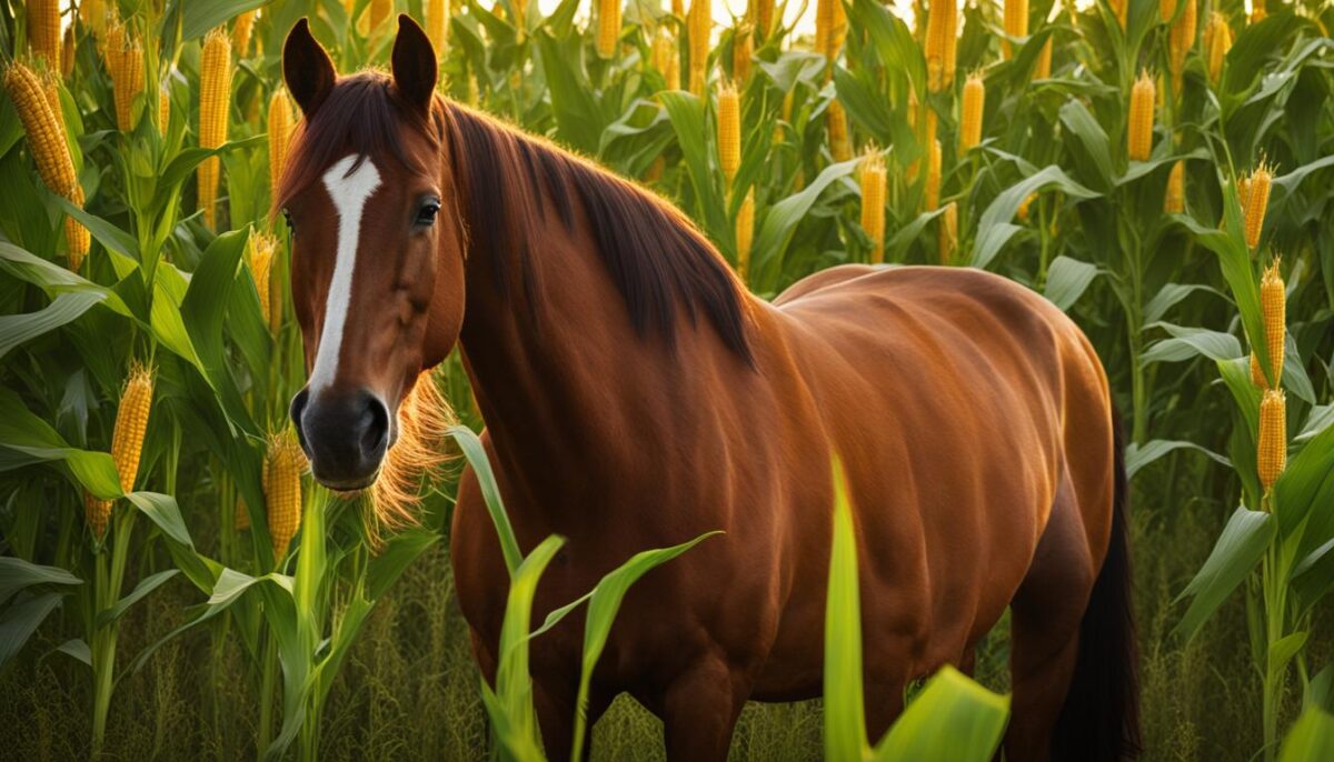 Horse enjoying corn