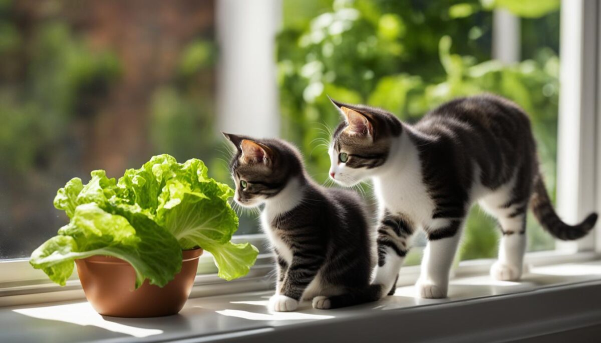 cats and lettuce