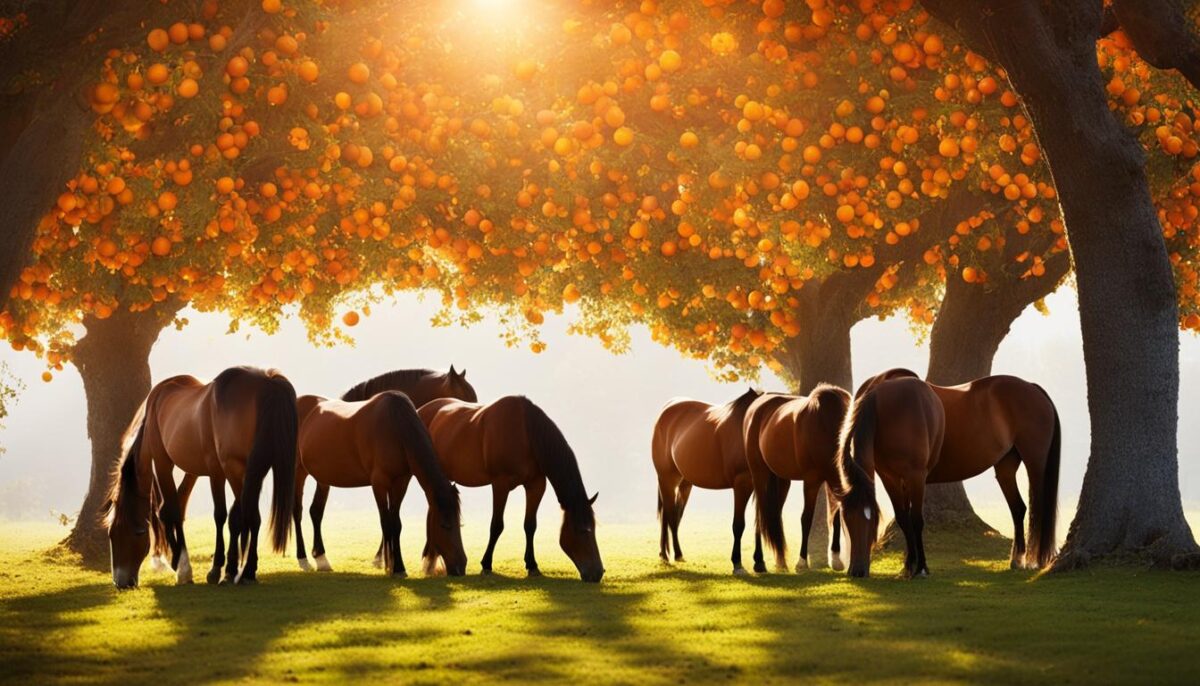 feeding horses oranges