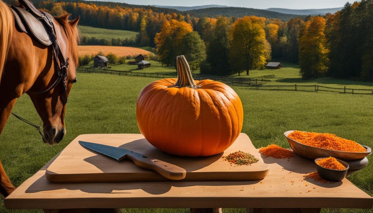 preparing pumpkin for horses