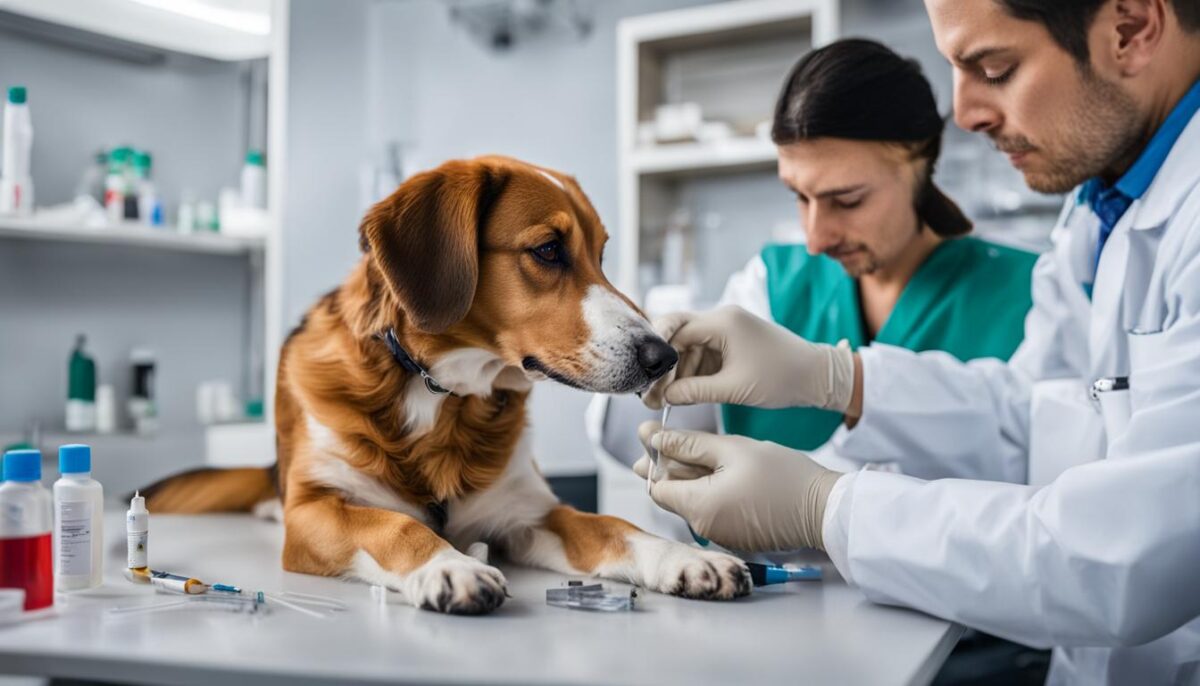 Friendly dog undergoing allergy testing
