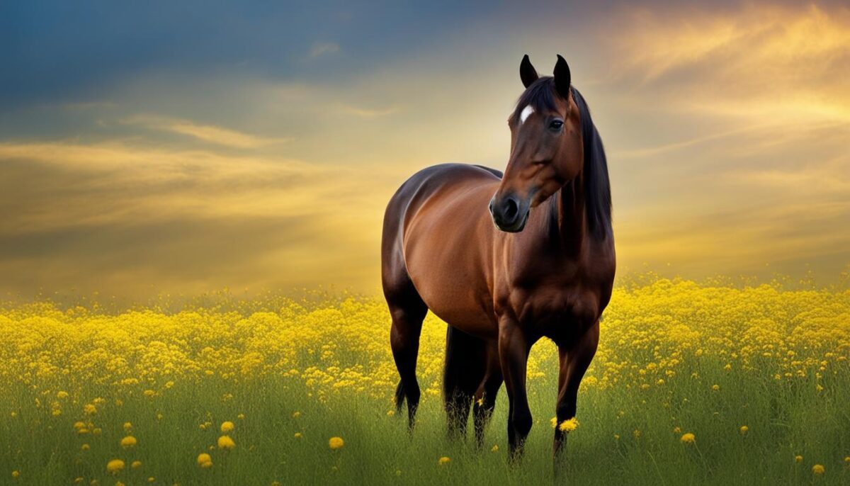 Horse enjoying dandelions