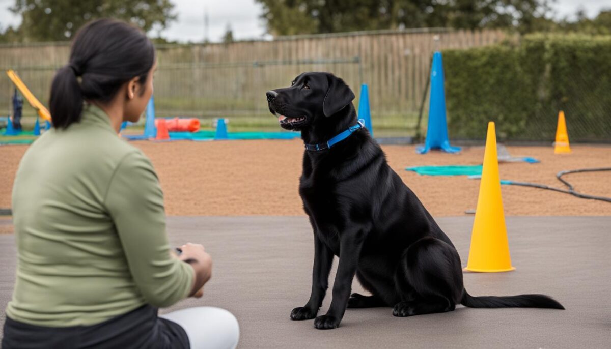 Labrador training session