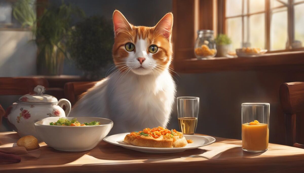 cat dinner time stare