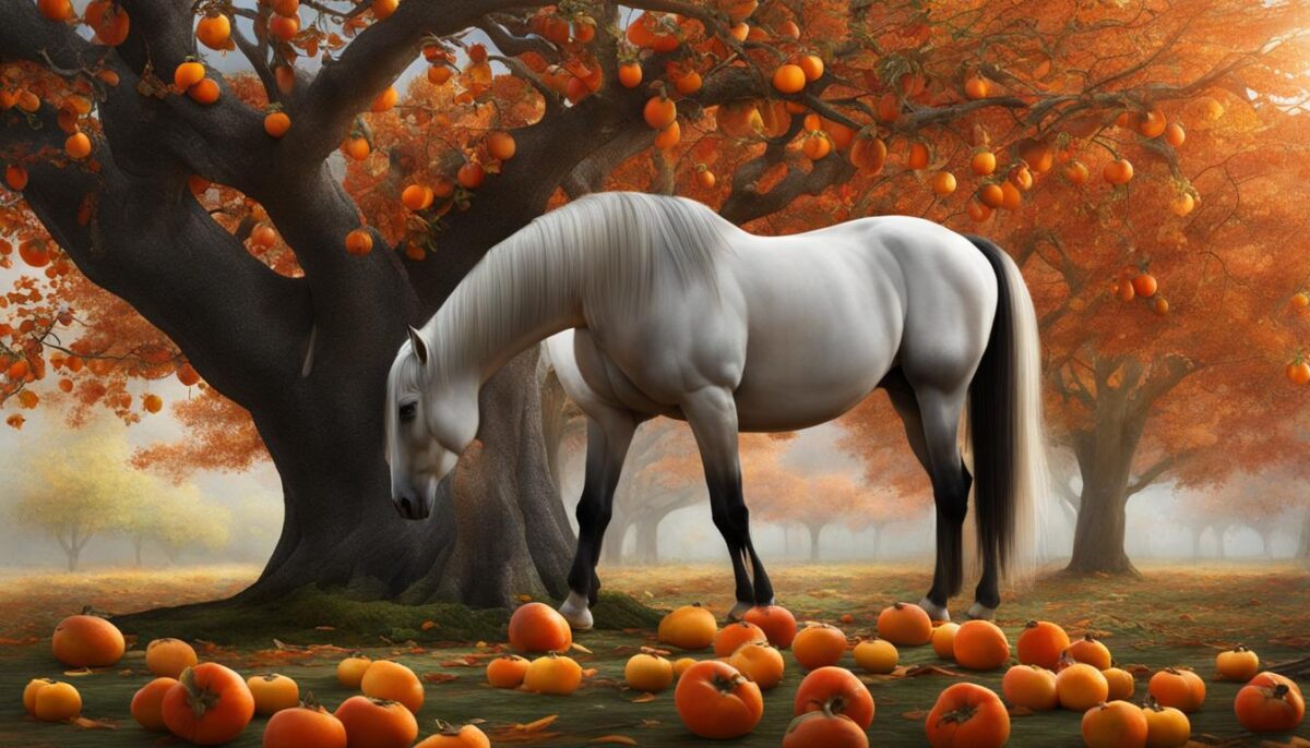 persimmons and horse