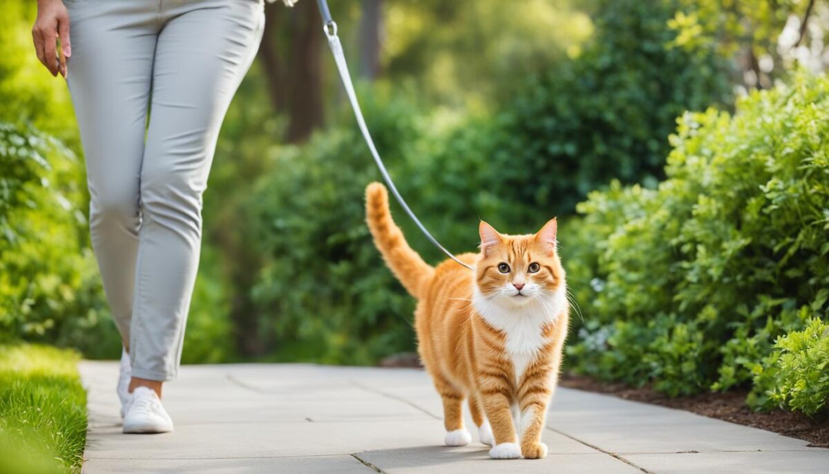 Cat leash training success