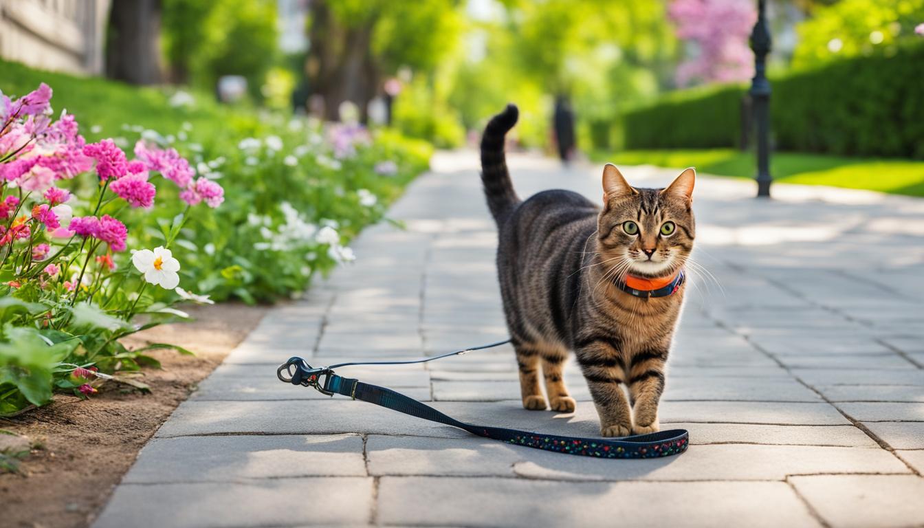 Walking a cat on a leash