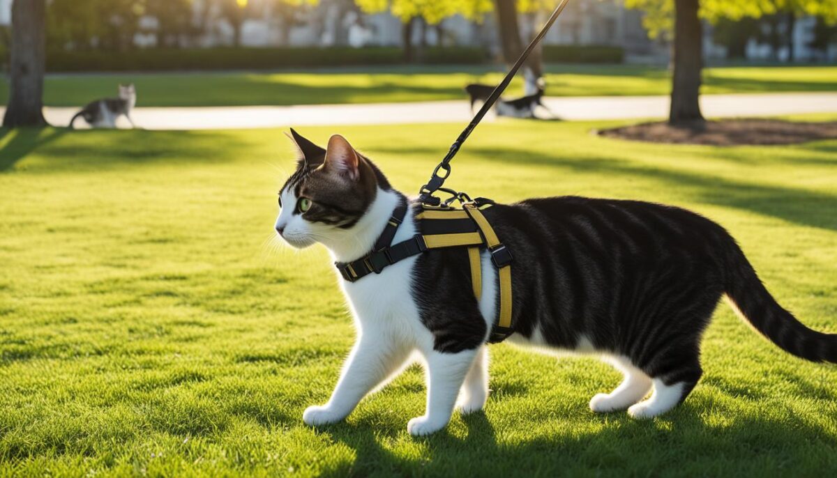 cat leash walking
